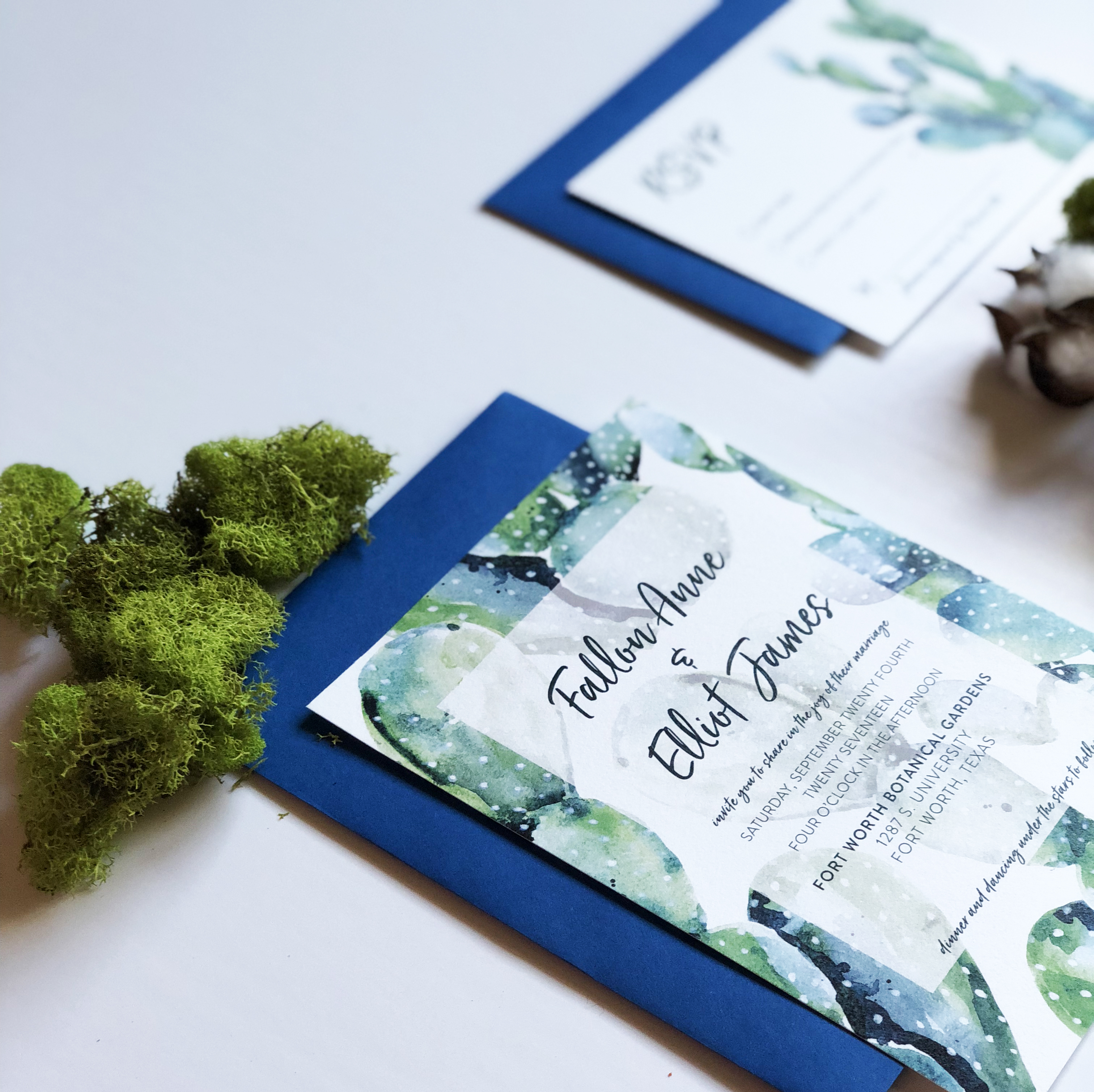 large watercolor cactus wedding invitation suite custom