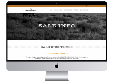 Horseman's Choice Western Cow Horse Sale Website Design